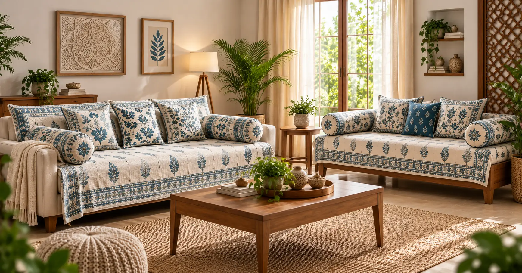 Coordinated cotton room set for home furnishing
