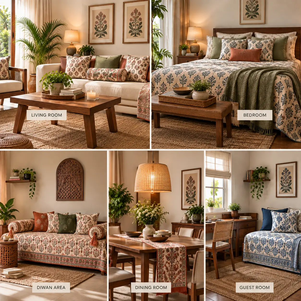 Indian home with coordinated furnishings across different rooms