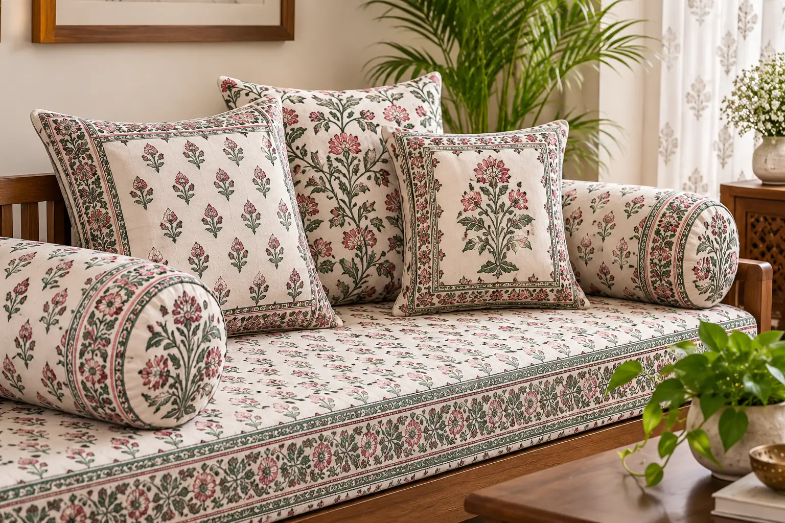 Patterned cotton cushion and bolster covers for Indian home