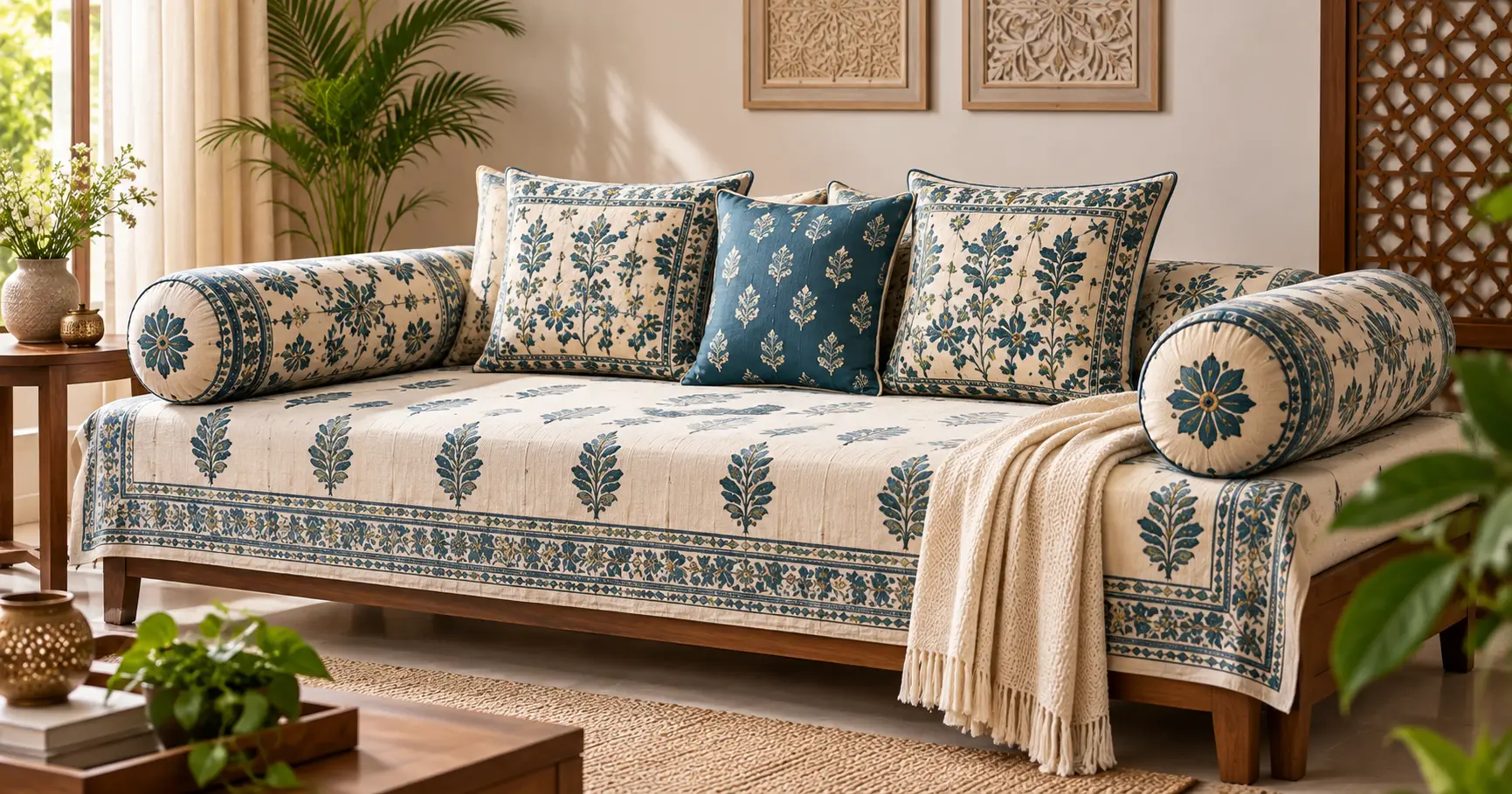 Close-up texture of pure cotton fabric for home furnishing