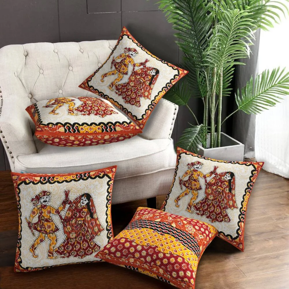 Badmeri Dandiya Pure Cotton Cushion Cover